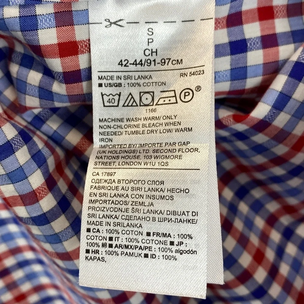 Banana Republic Grant fit gingham plaid button down shirt mens S oxford preppy